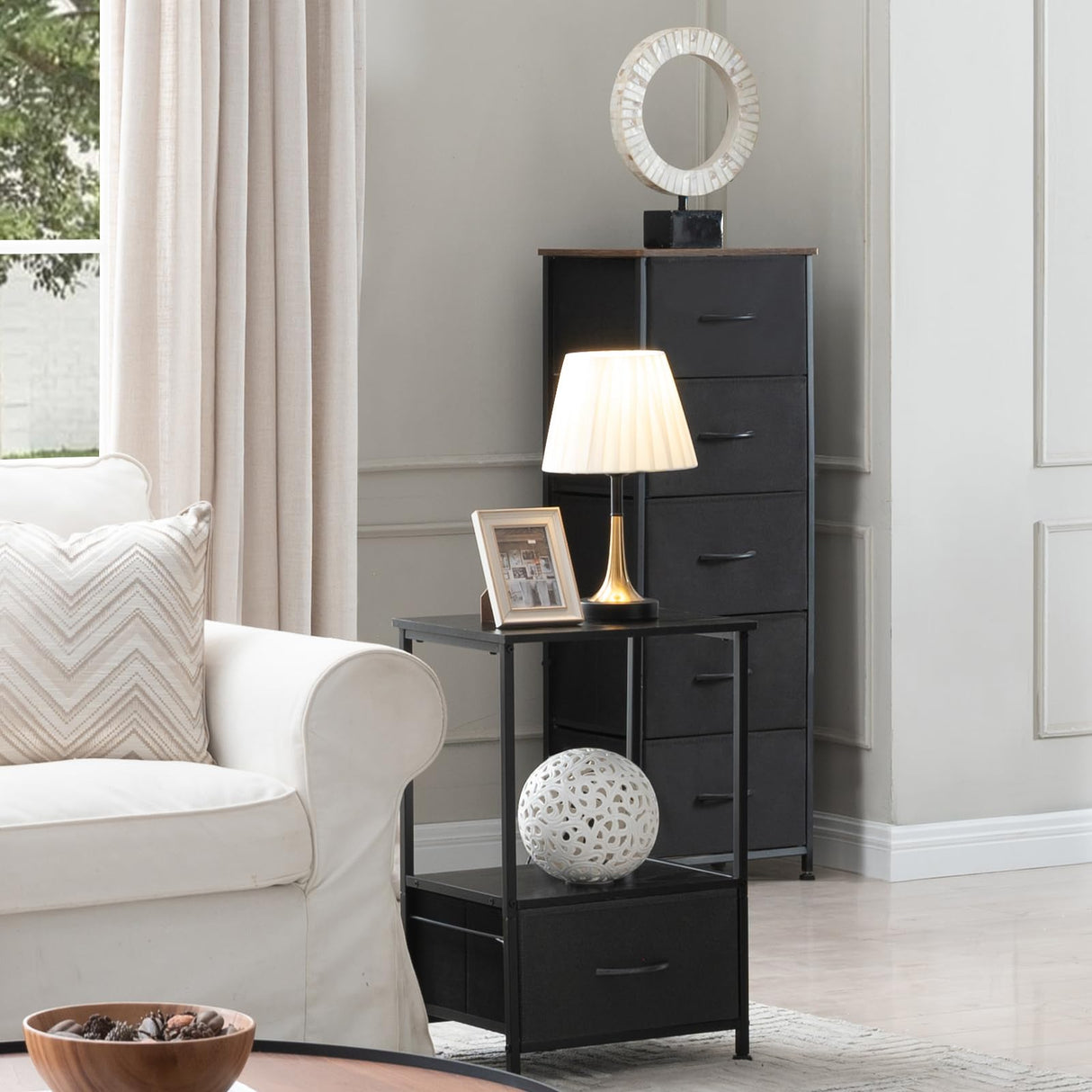 Tall Dresser for Bedroom with 5 Drawers, Storage Chest of Drawers with Removable Fabric