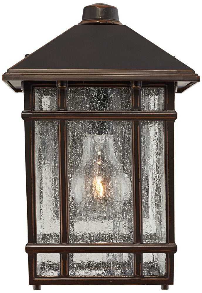 Sierra Craftsman Art Deco Outdoor Wall Light Fixture Rubbed Bronze Brown Steel