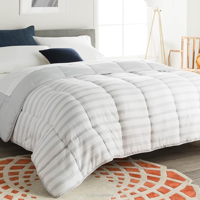 Reversible Down Alternative Comforter and Duvet Insert - All-Season Comforter - Box Stitched Comforter