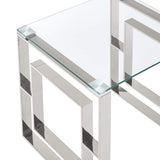 Whi Contemporary Accent, Side, Glass and Chrome TABLE, SILVER