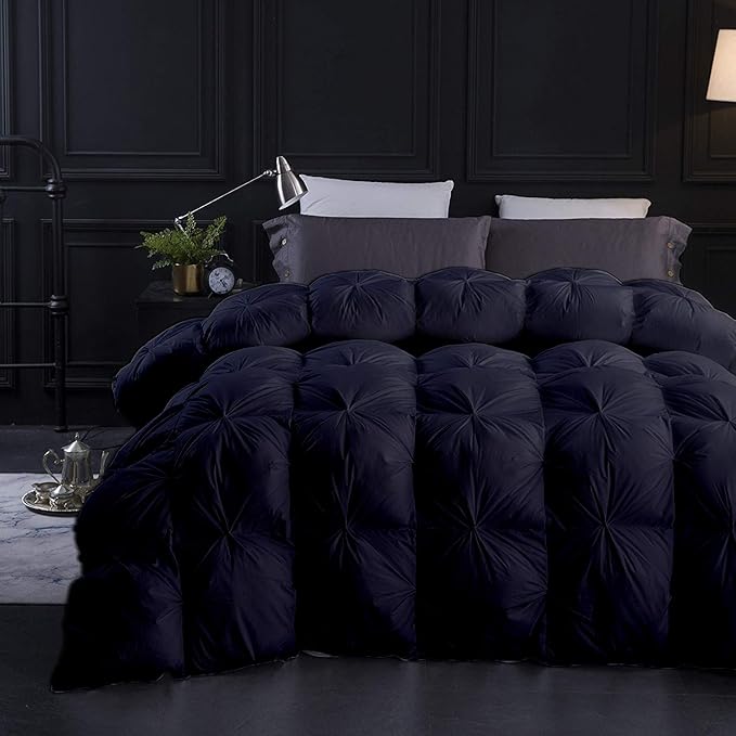 Solid Premium Quality 1000-TC Pinch Pleated Down Comforter- Eastern King Size