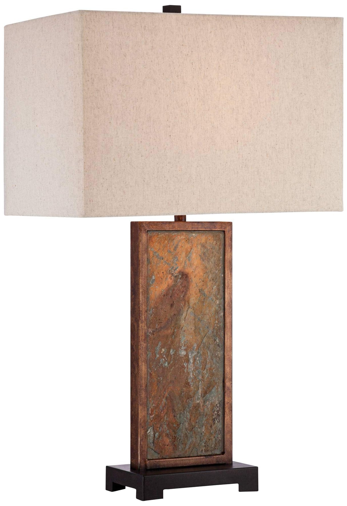 Yukon Industrial Rustic Table Lamp 30" Tall Natural Slate Stone Beige Rectangular Box Shade for Bedroom Living Room