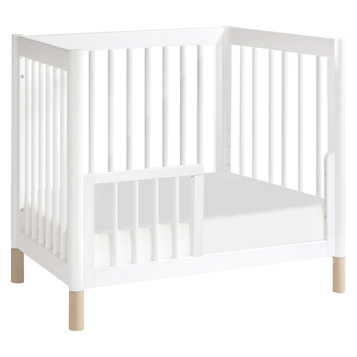 Gelato 4-in-1 Convertible Mini Crib in White and Washed Natural,