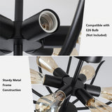 Semi Flush Mount Ceiling Light, 6-Light Modern Close to Ceiling Light Fixtures, 31.5" Kitchen Ceiling Lights Black Light Fixture for Dining Room Living Room Bedroom Bathroom Entryway Hallway Farmhouse