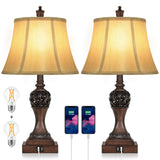 Touch Control Dimmable Table Lamps with USB Ports - Set of 2