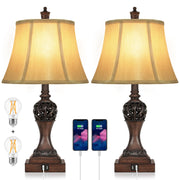 Touch Control Dimmable Table Lamps with USB Ports - Set of 2