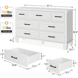 Dresser for Bedroom with 7 Drawers, Modern Chest of Drawers Closet with Metal Handle,