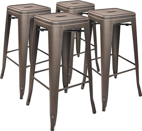 30 Inches Metal Bar Stools High Backless Stools Indoor Outdoor Stackable Kitchen Stools