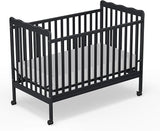 Crib, 3-in-1 Convertible Crib Wood Full Size Toddler Bed with Locking Wheels for Nursery