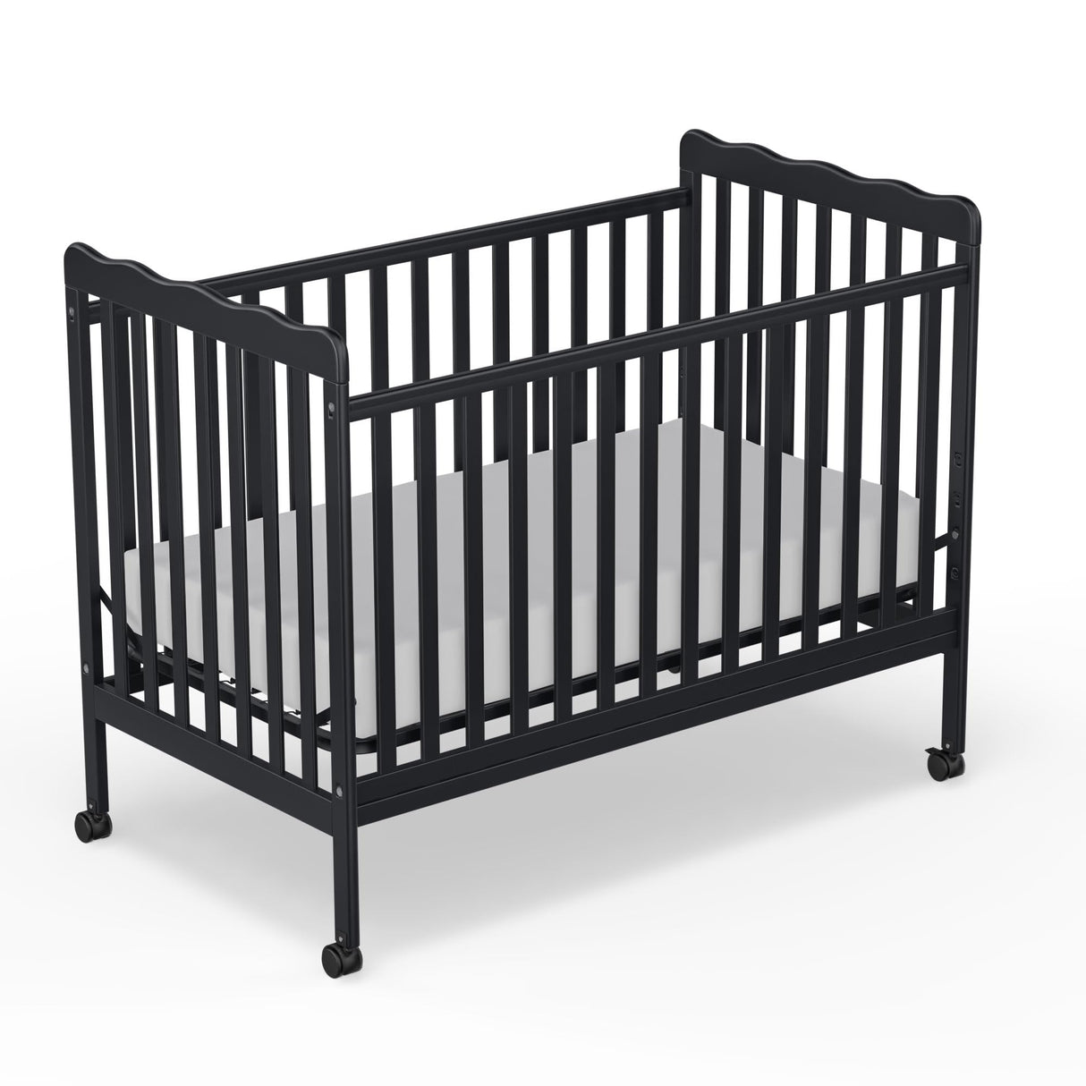 3-in-1 Convertible Crib Wood Full Size Toddler Bed with Locking Wheels