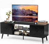 Stands for 55 60 Inch Entertainment Center with Storage TV Stands for Living Room/Bedroom Media Console Table with 2 Cabinets and Shelves Mid Century Modern TV Stands Retro Brown