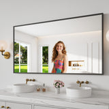 30x55 Matte Black Rectangle Bathroom Mirror