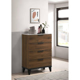 Mays 4-drawer Chest Walnut Brown with Faux Marble