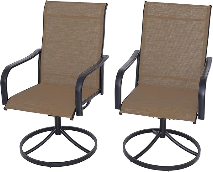 Outdoor Dining Chair Set of 2 High Back Outdoor Swivel Rocker Set