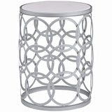 FirsTime & Co.® Silver Interlocking Circles Marblized Table, American Designed, Silver, 16.75 x 16.75 x 22 inches