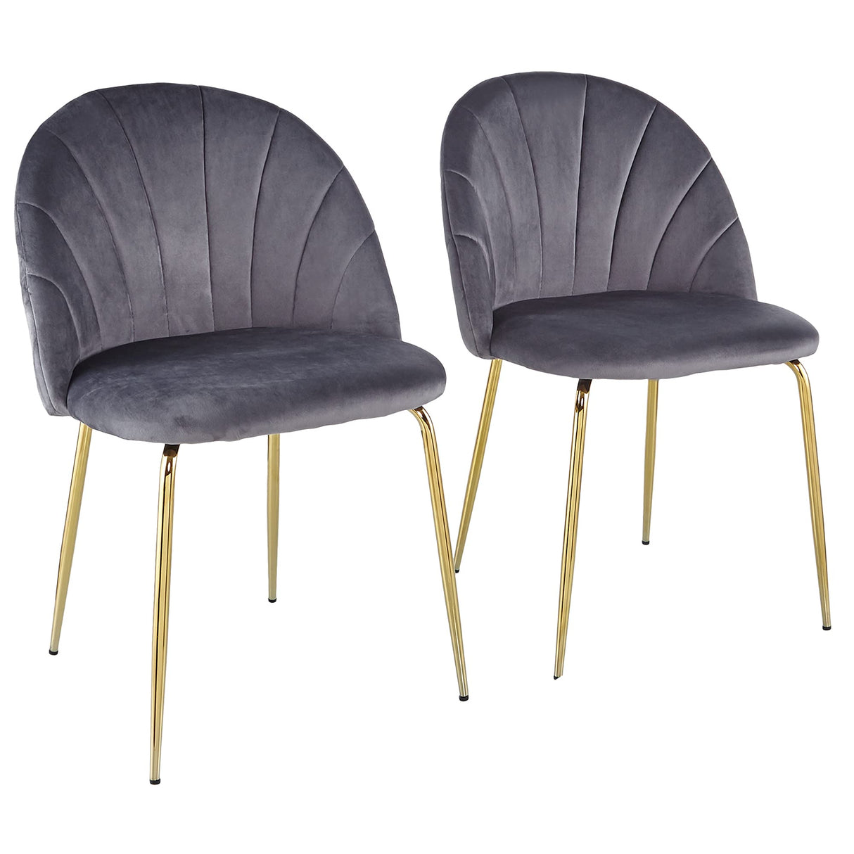 Set of 2 Velvet Upholstered Dining Chair Tufted Accent Chair with Metal Legs for Kitchen,