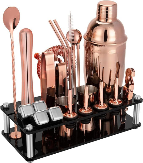 Cocktail Shaker Set, 23-Piece Stainless Steel Bartender Kit with Acrylic Stand