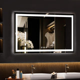 38x26 LED Bathroom Mirror with Lights, Anti-Fog, Front + Backlight, 3-Button Light Control