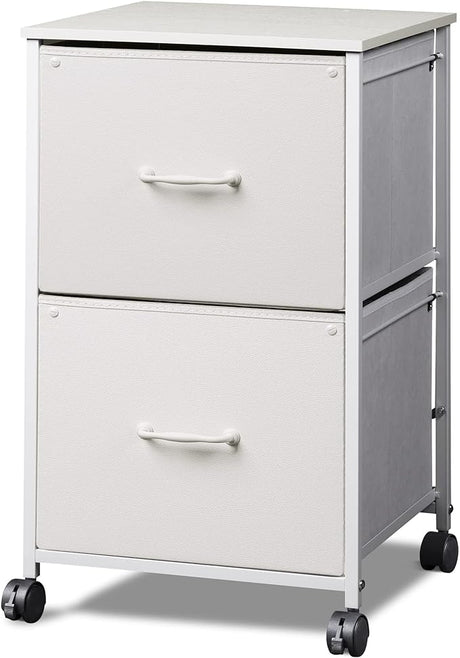 2 Drawer Mobile File Cabinet, Rolling Printer Stand, Fabric Vertical Filing Cabinet fits A4