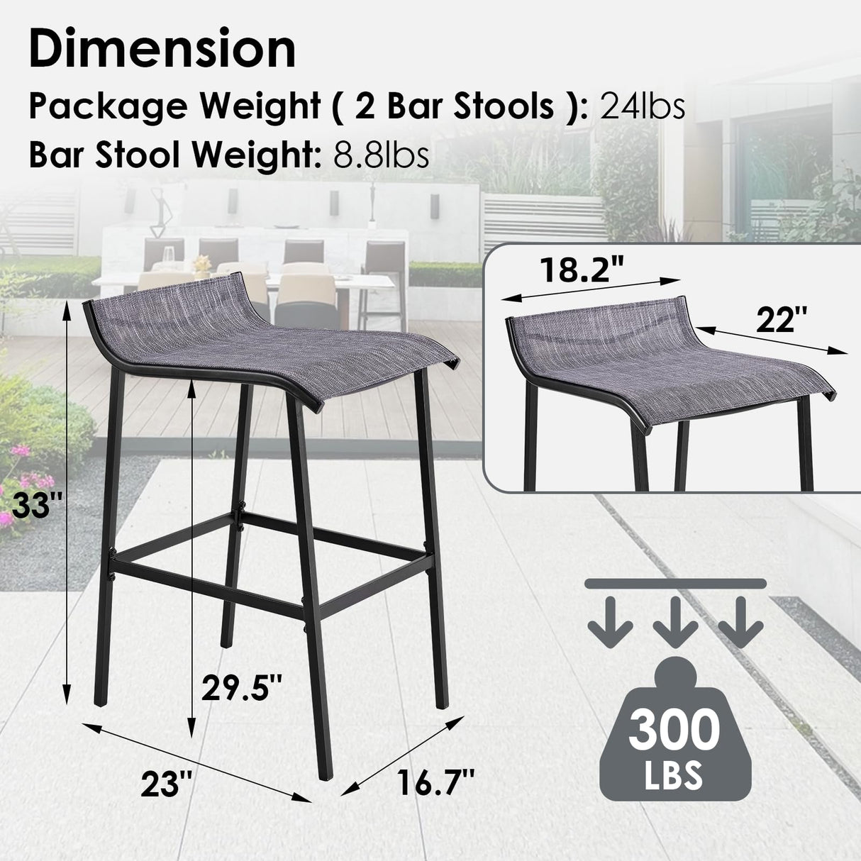 Outdoor Bar Stools Set of 2 Patio Bar Stools Outdoor Stools Metal Outdoor Bar Chairs