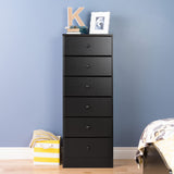 Astrid Tall Black Dresser: 16"D x 20"W x 52"H, 6-Drawer Chest for Bedroom by