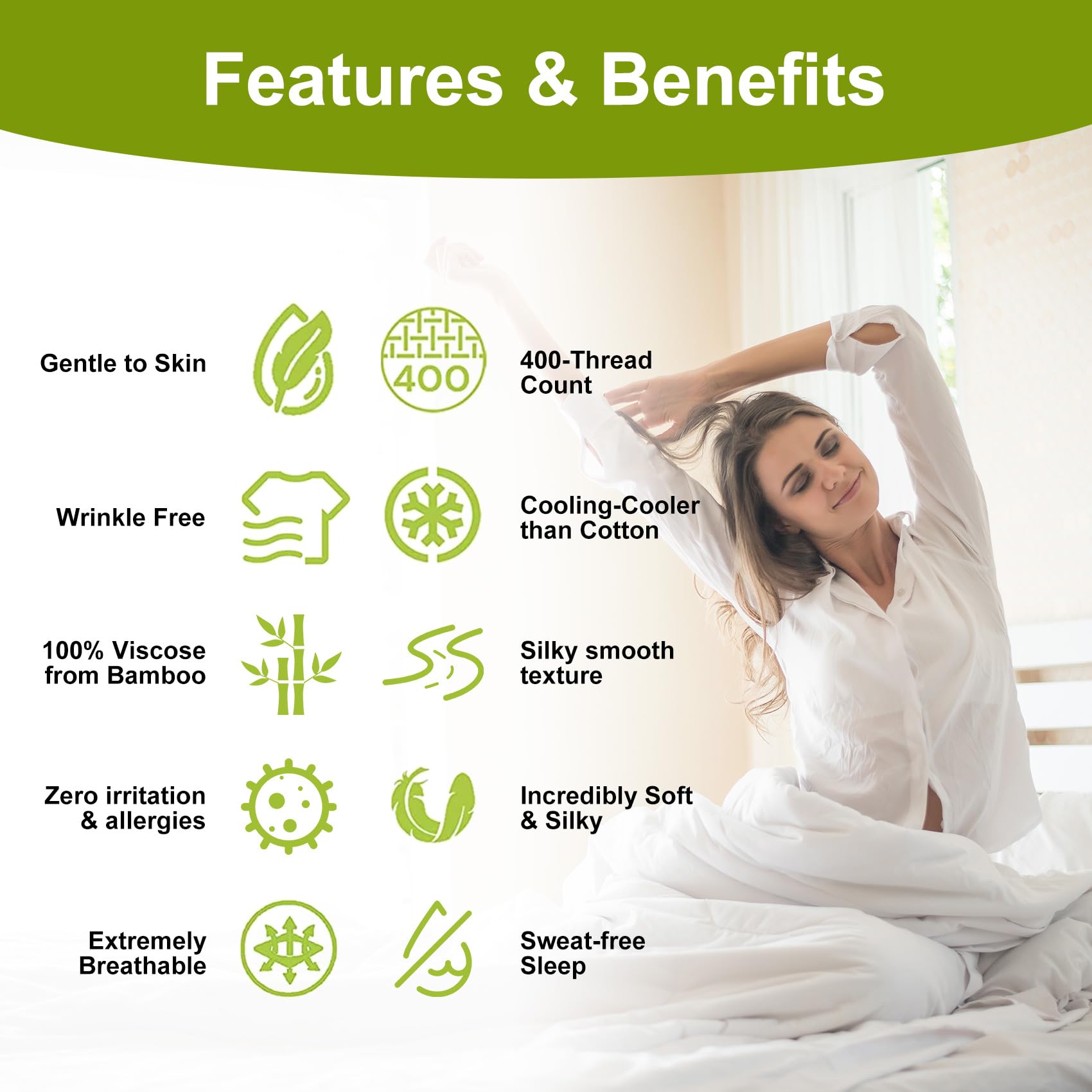 Deep Pocket Queen Sheets, Rayon Derived from Bamboo, Extra Deep Pocket up to