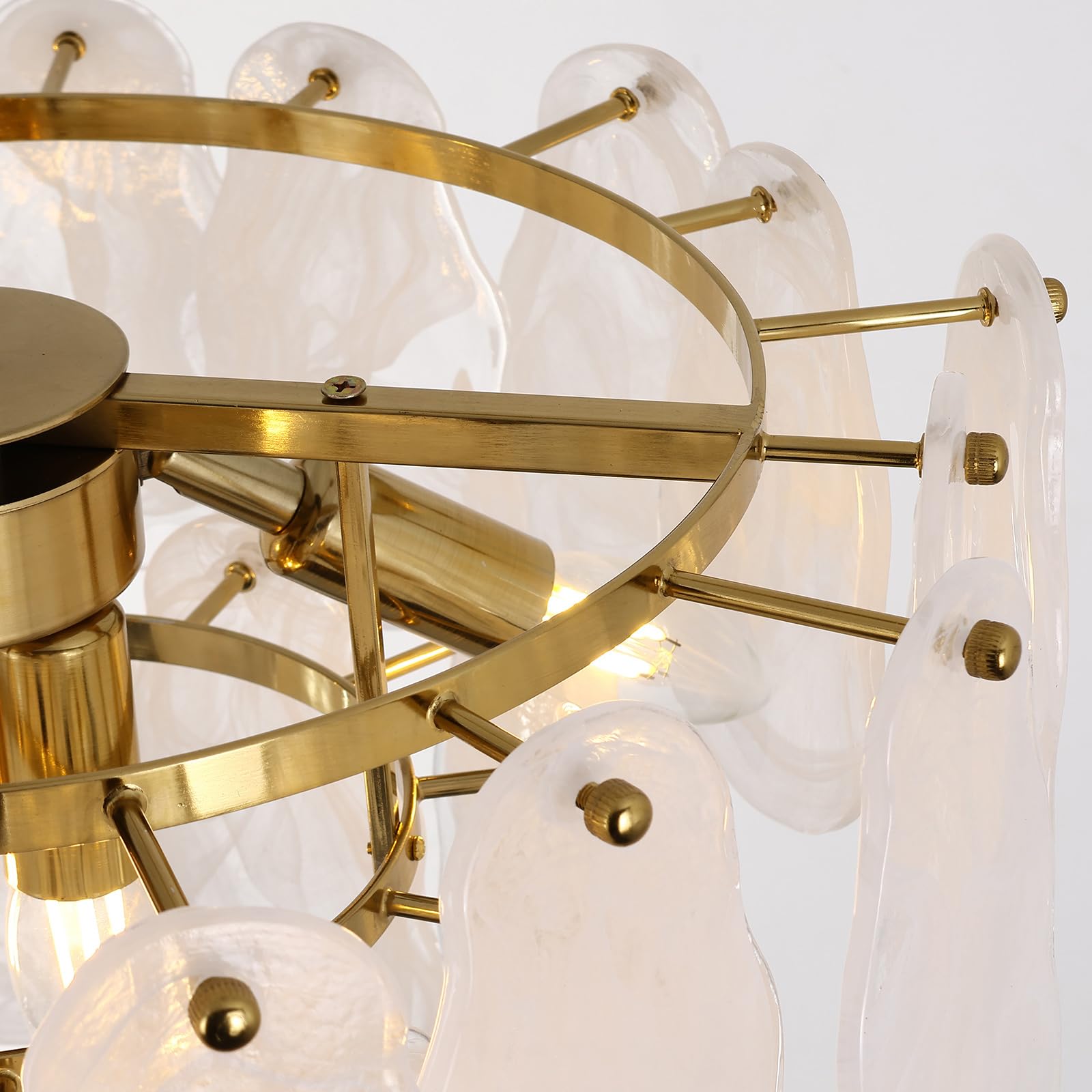Modern Gold Chandeliers, 17.7" Luxury Cloud Glass Light Fixture