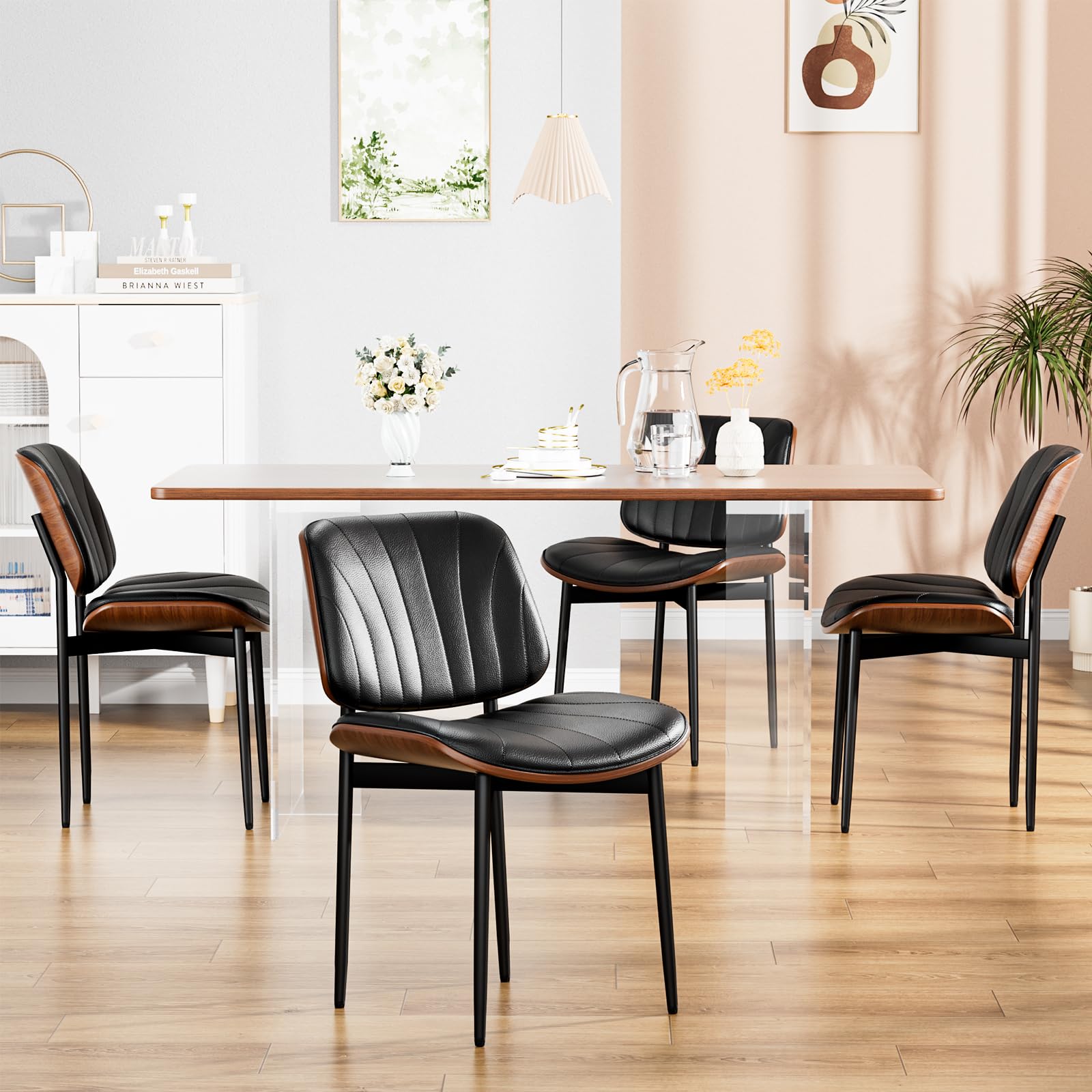 Dining Chairs Set of 4, Dining Room and Kitchen Chairs, FSC Certified Mid Century Modern Accent Chair