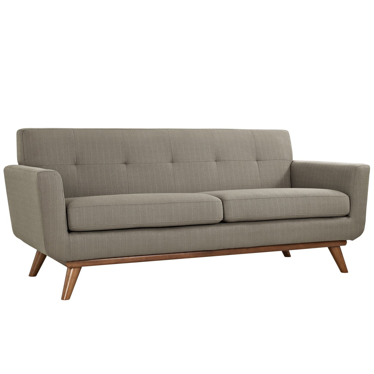 Modway Engage Mid-Century Modern Upholstered Fabric Loveseat in Granite