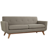 Modway Engage Mid-Century Modern Upholstered Fabric Loveseat in Granite