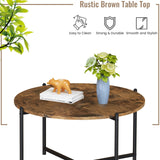 Coffee Table Set of 3, Modern Round Coffee Table & 2pcs End Table Wooden Tabletop