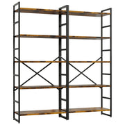 2 Pieces 5 Tiers Bookshelf, Classically Tall Bookcase Shelf, Industrial Book Rack