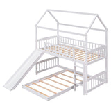 Loft Bed with Slide for Kids Bedroom,House Shaped Bunkbeds w/Safety Guardrails & Roof Design,Easy Assemble & No Box Spring Need & Space Saving Design, White