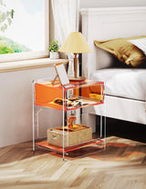 Table for Living Room, Acrylic Nightstand for Bedroom, L-Series, 15.7'' x 11.8'' × 19.7''