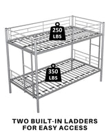 Twin-Over-Twin Metal Bunk Bed - Heavy Duty Bunk Bed Frame - Bunk Beds