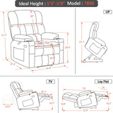 Power Lift Recliner Chair with Massage and Heat for Elderly, Infinite Position, USB Ports,