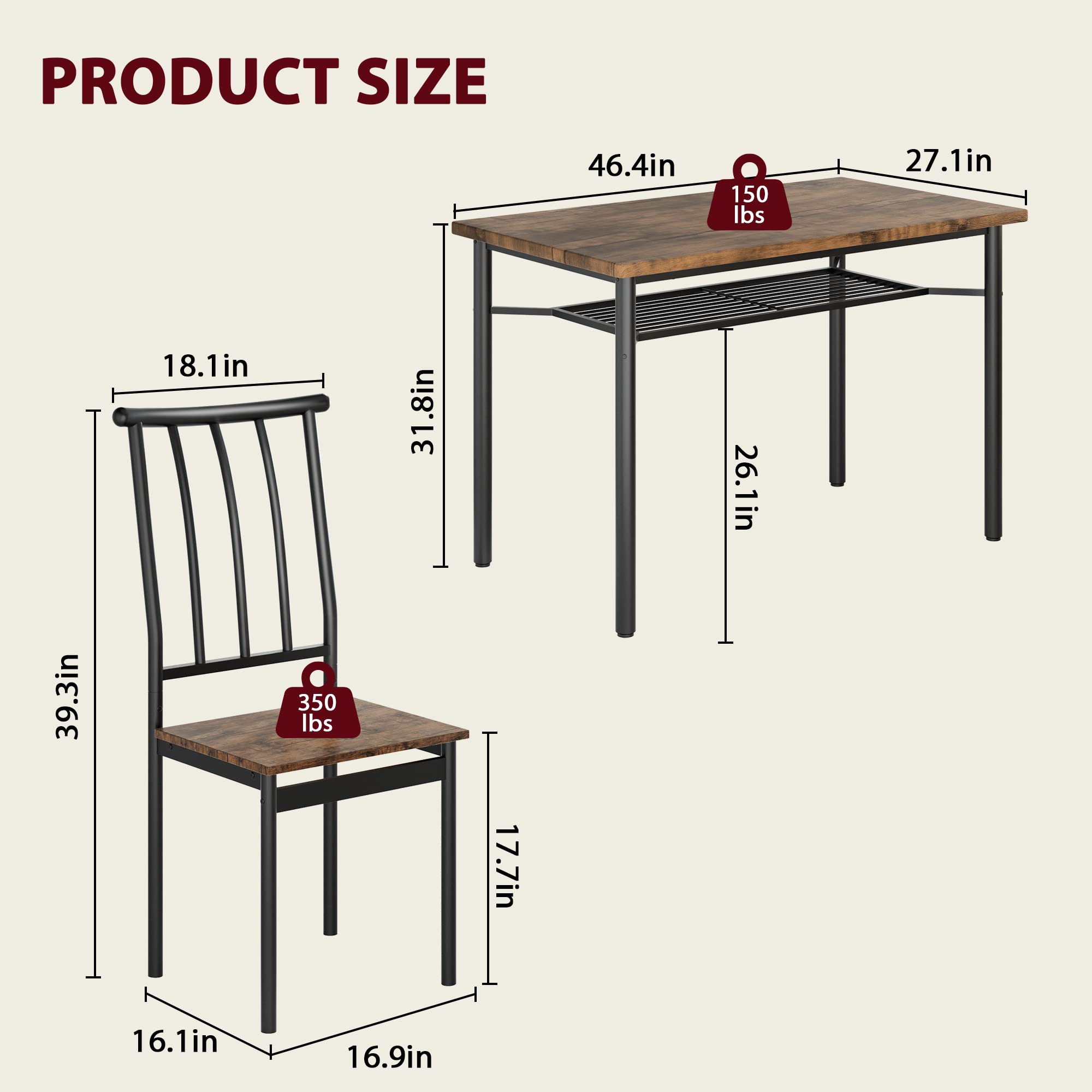 4-Piece Dining Table Set with Wine Rack