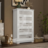 49.2" H Natural Marble 5 Drawer Dresser, High-Gloss Chest of Drawers No Handles