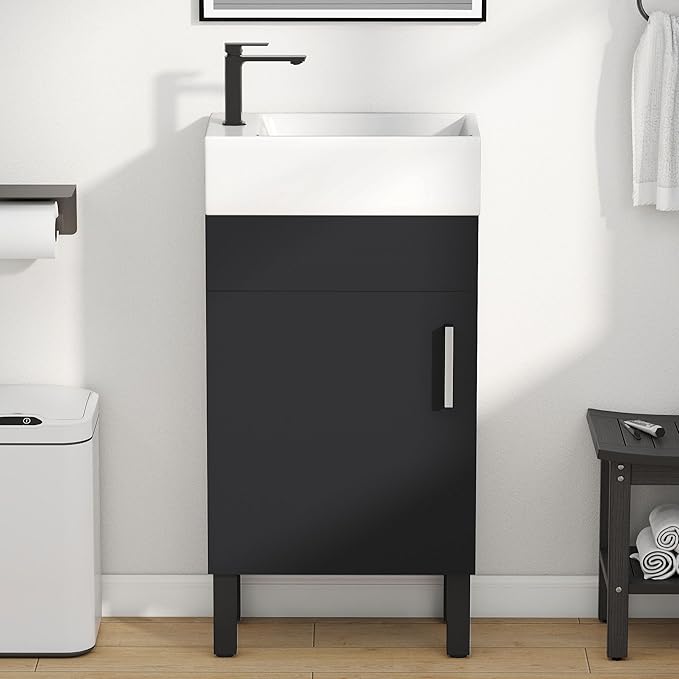 16 Inch Bathroom Vanity with Sink, Bathroom Cabinet Vanity for Small Space