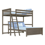 Max & Lily Bunk Bed, L Shape Twin-Over-Full Bed Frame for Kids, Clay