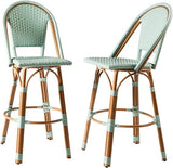 Outdoor Bar Stools Set of 2  30 Inch Bar Height Rattan Patio Barstools with Back