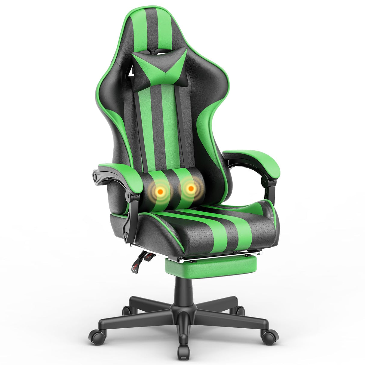 Green Gaming Chair with Footrest,Headrest,Lumbar Support Gamer Chair