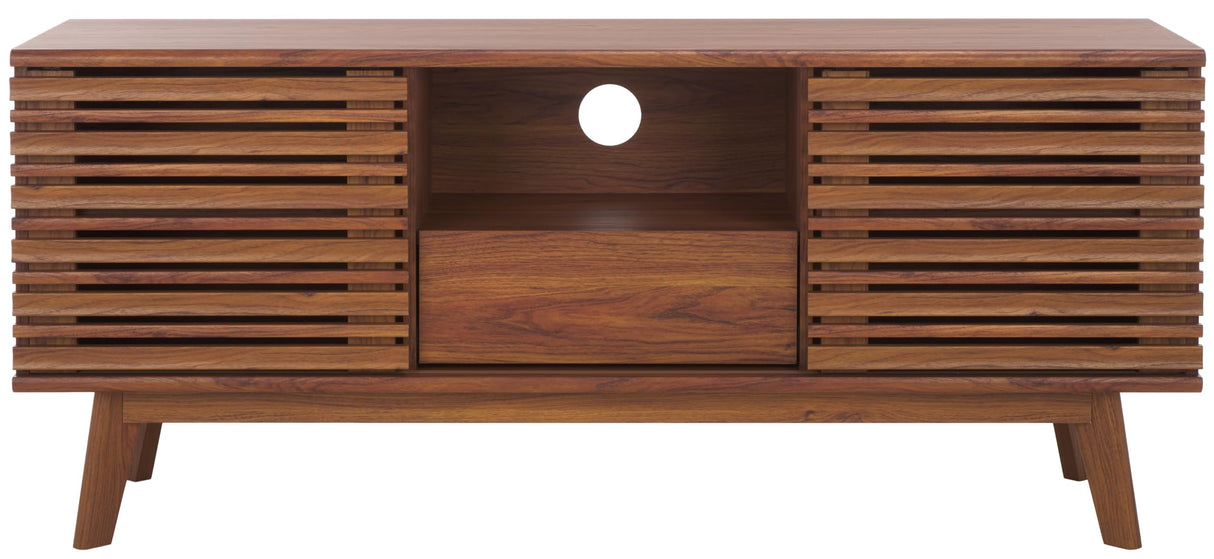 SAFAVIEH Home Collection ESMA Walnut Low Sideboard Media Stand Fits up to 60" Flatscreen TV