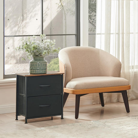 Nightstand with 2 Drawers, Bedside Table Small Dresser with Removable Fabric Bins for