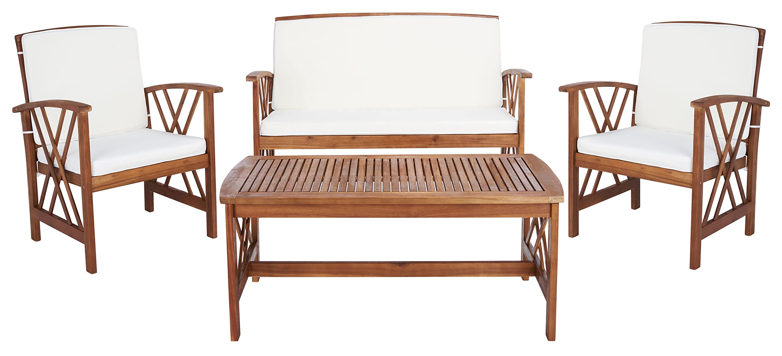 Outdoor Collection Fontana Natural/ Beige 4-Piece Conversation Patio Set with Cushions