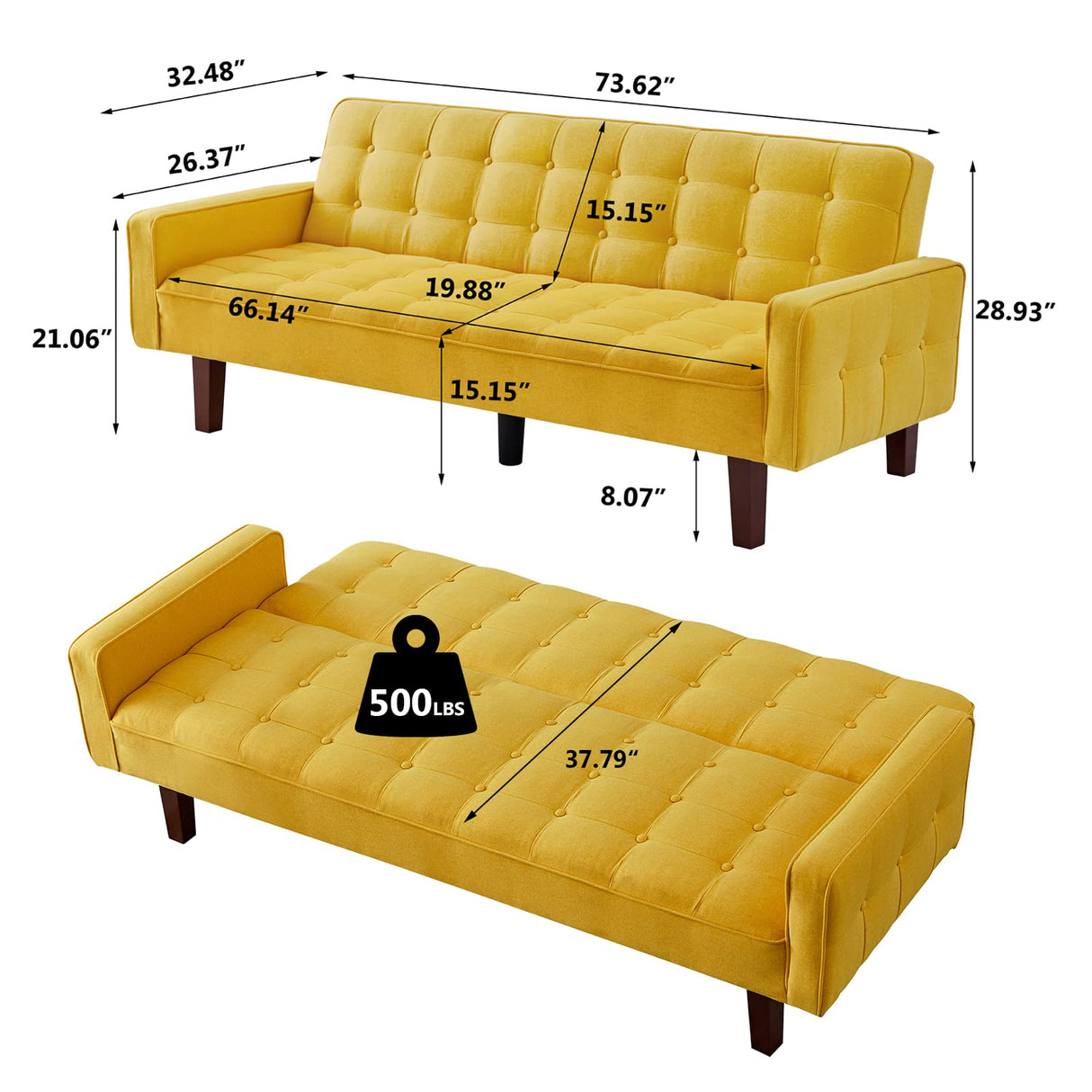 Futon Sofa Bed,Lounge Memory Foam Sleeper Couch Room,Convertible Loveseat