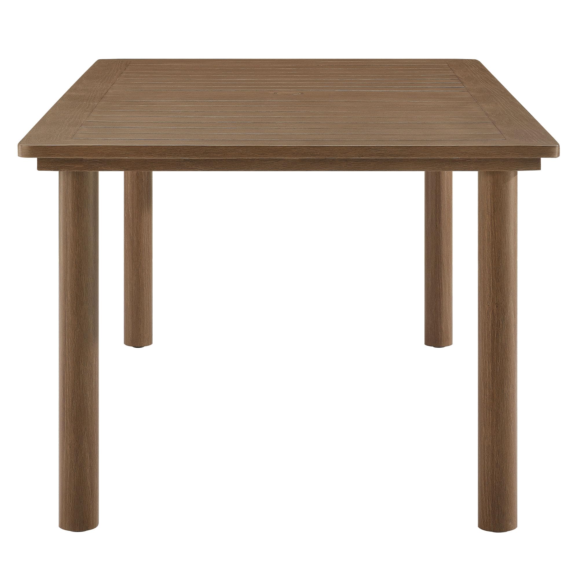 Parkland 76 Inch Outdoor Aluminum Rectangular Dining Table in Walnut —
