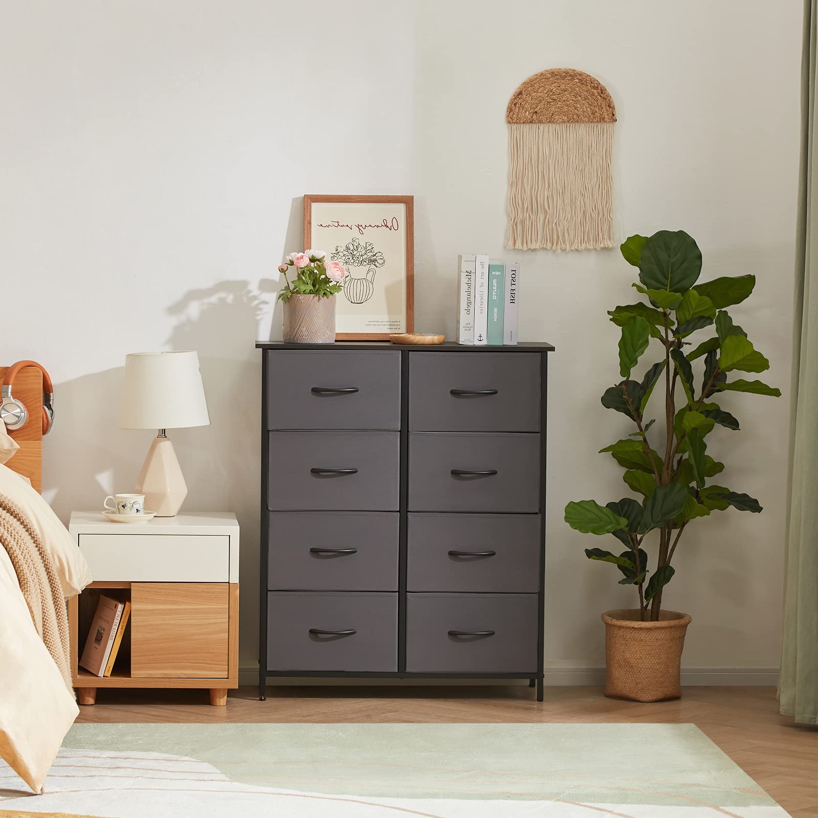 Dresser for Bedroom, Chest of Drawers with 8 Fabric Dressers