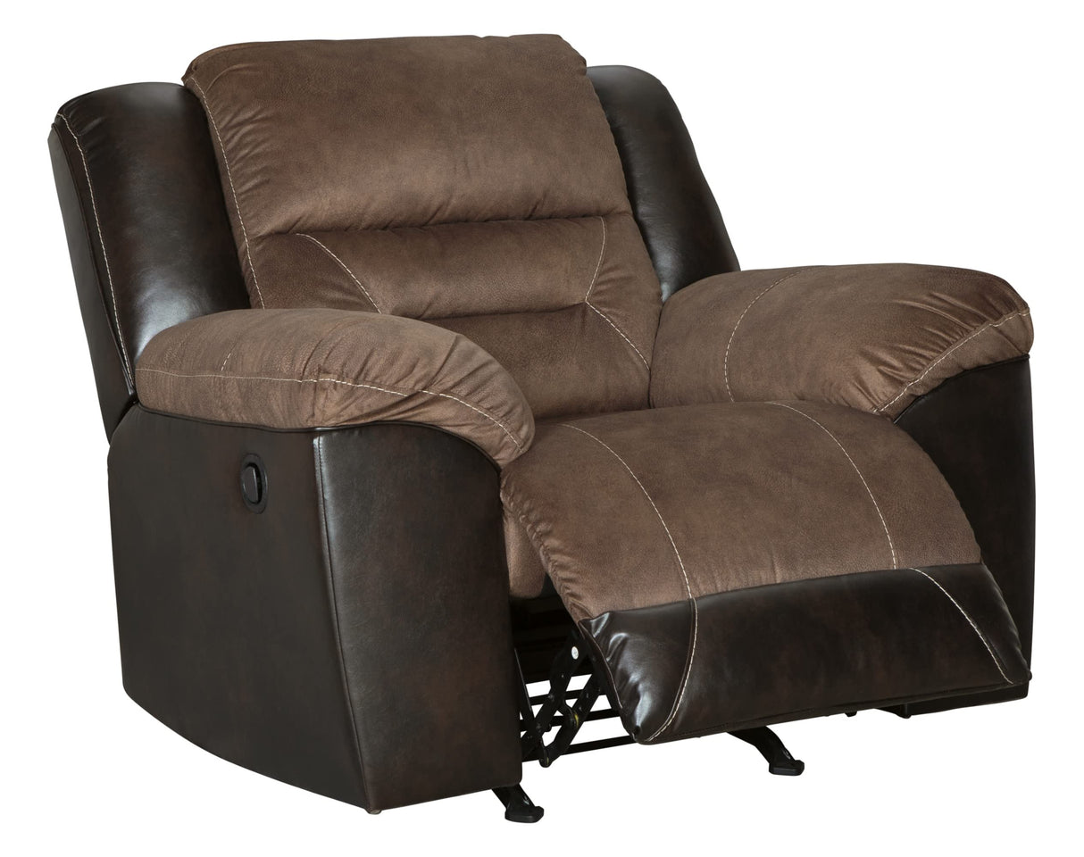 Earhart Faux Leather Manual Rocker Recliner, Brown