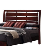 Queen Transitional Wooden Size Bed with Slatted Style Headboard, Brown